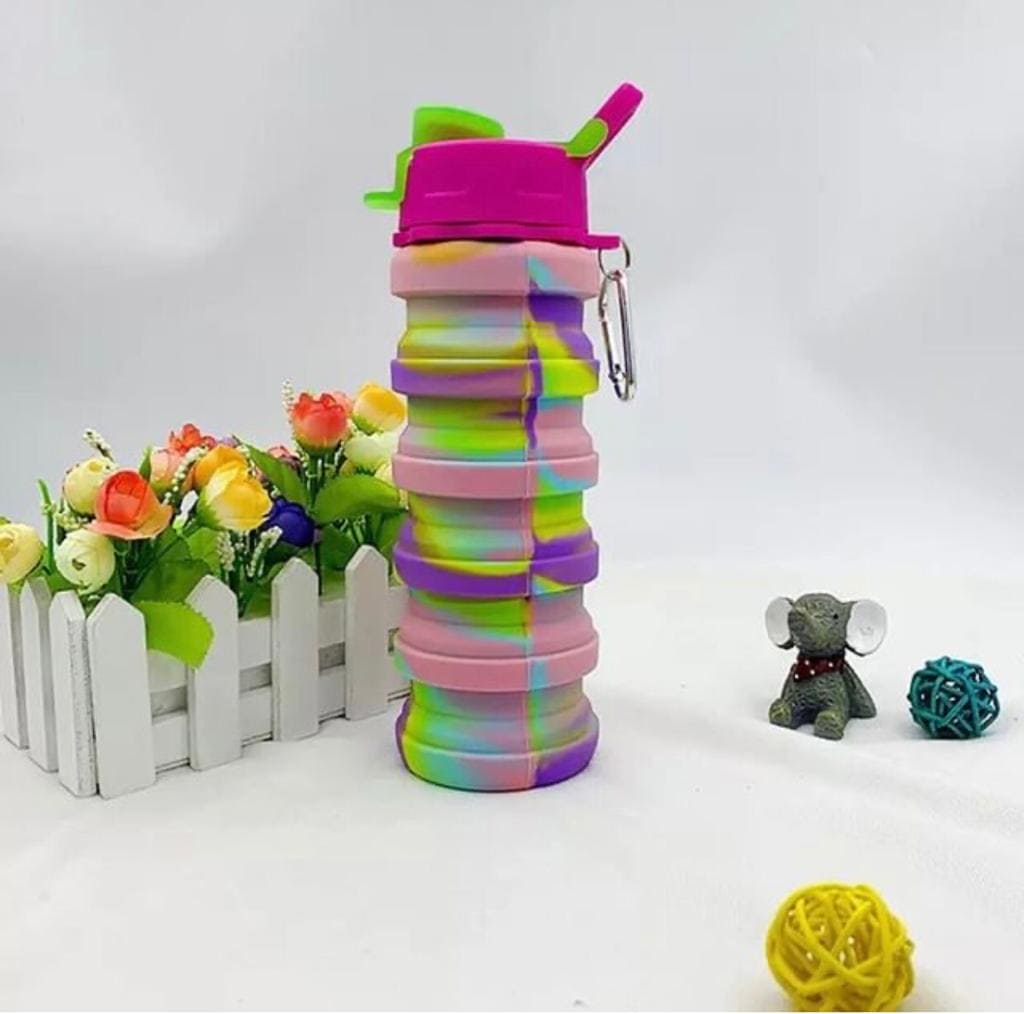 500ml Creative Portable Silicone Folding Sports Water Bottle, Tie Dye Silicone Foldable Water Cups, Collapsible Water Bottle, Leak Proof Water Bottles For Outdoor Camping 500ml Creative Portable Silicone Folding Sports Water Bottle, Tie Dye Silicone Foldable Water Cups, Collapsible Water Bottle, Leak Proof Water Bottles For Outdoor Camping